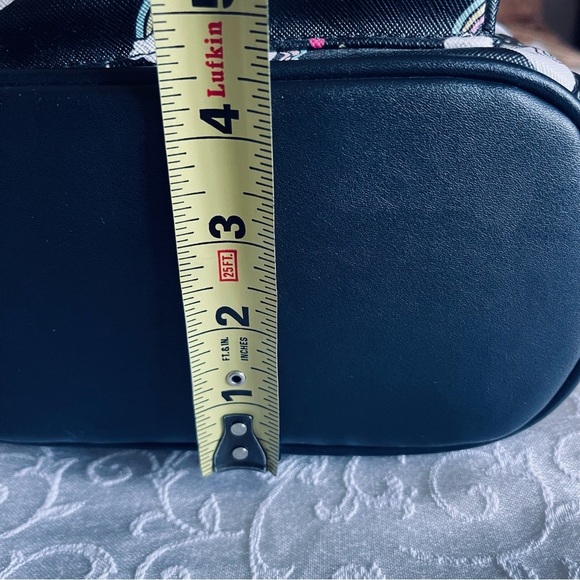 Unicorn And Rainbows Mini Vinyl Backpack Purse Bookbag With Pom Pom - Picture 6 of 10